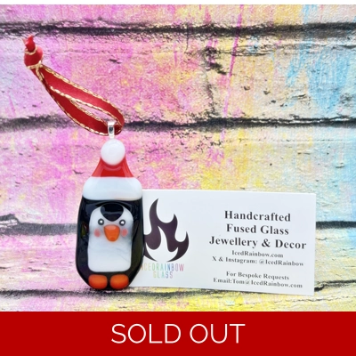 Handmade Glass Penguin Tree Decorations